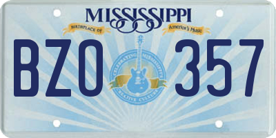 MS license plate BZO357