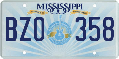 MS license plate BZO358