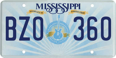 MS license plate BZO360