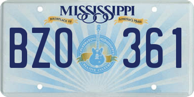 MS license plate BZO361