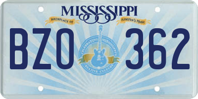 MS license plate BZO362