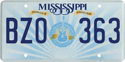 MS license plate BZO363