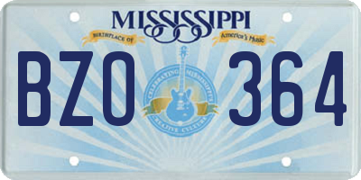 MS license plate BZO364