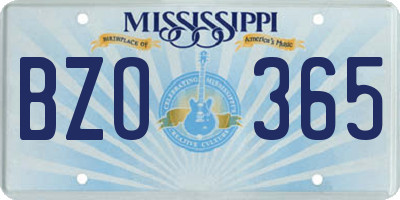 MS license plate BZO365