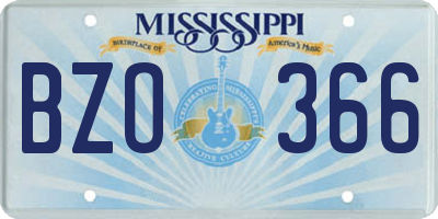 MS license plate BZO366