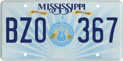 MS license plate BZO367