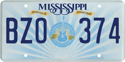 MS license plate BZO374