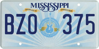 MS license plate BZO375