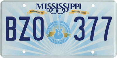 MS license plate BZO377