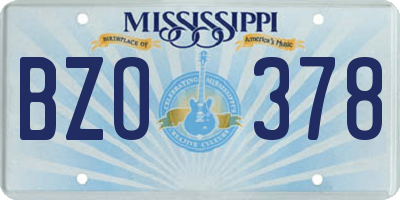 MS license plate BZO378