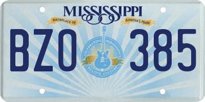 MS license plate BZO385