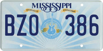 MS license plate BZO386