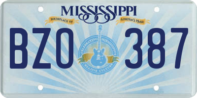 MS license plate BZO387