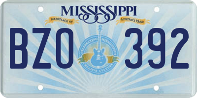 MS license plate BZO392
