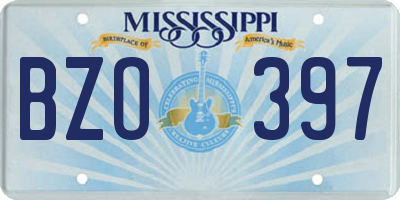 MS license plate BZO397