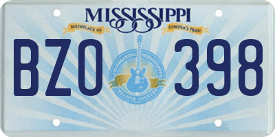 MS license plate BZO398