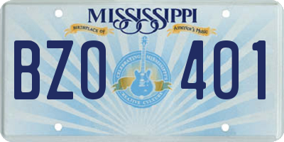 MS license plate BZO401