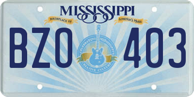 MS license plate BZO403