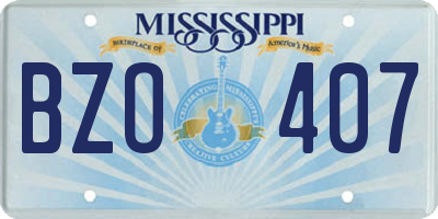 MS license plate BZO407