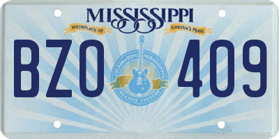 MS license plate BZO409