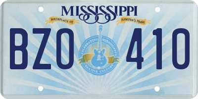 MS license plate BZO410