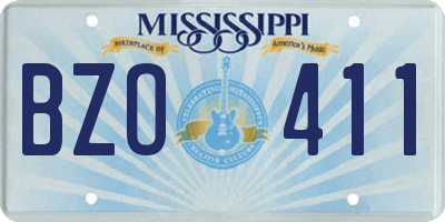 MS license plate BZO411