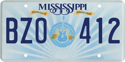 MS license plate BZO412