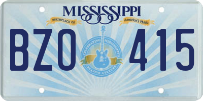 MS license plate BZO415