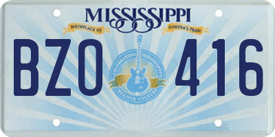 MS license plate BZO416