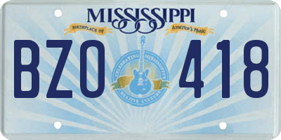 MS license plate BZO418