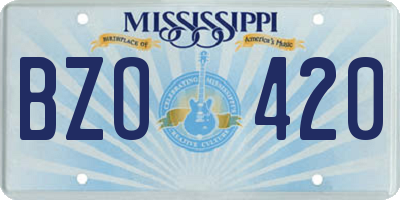 MS license plate BZO420