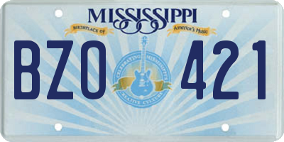 MS license plate BZO421