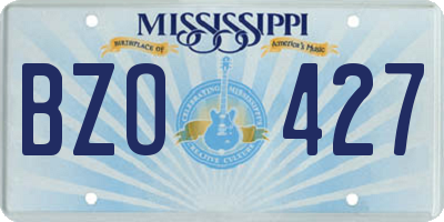 MS license plate BZO427