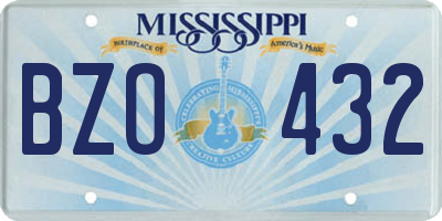 MS license plate BZO432