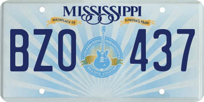 MS license plate BZO437
