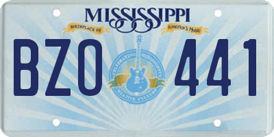 MS license plate BZO441