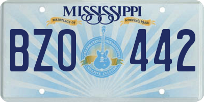 MS license plate BZO442