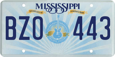MS license plate BZO443