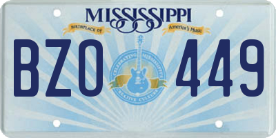 MS license plate BZO449
