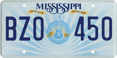 MS license plate BZO450