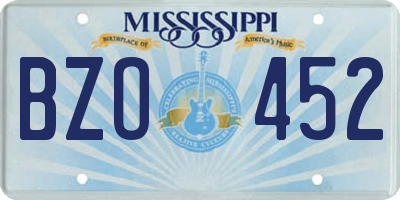 MS license plate BZO452