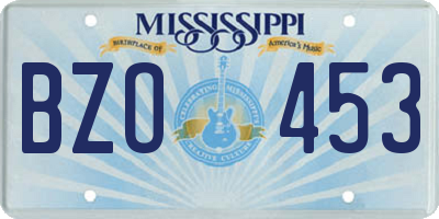 MS license plate BZO453