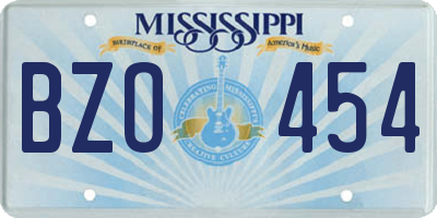 MS license plate BZO454