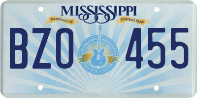 MS license plate BZO455
