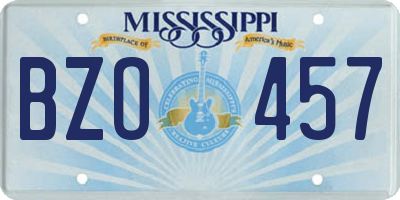 MS license plate BZO457