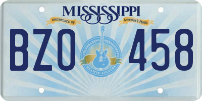 MS license plate BZO458