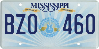 MS license plate BZO460