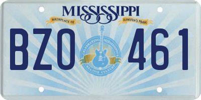 MS license plate BZO461