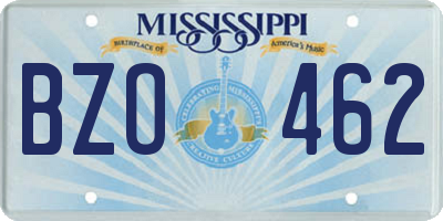 MS license plate BZO462