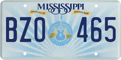 MS license plate BZO465